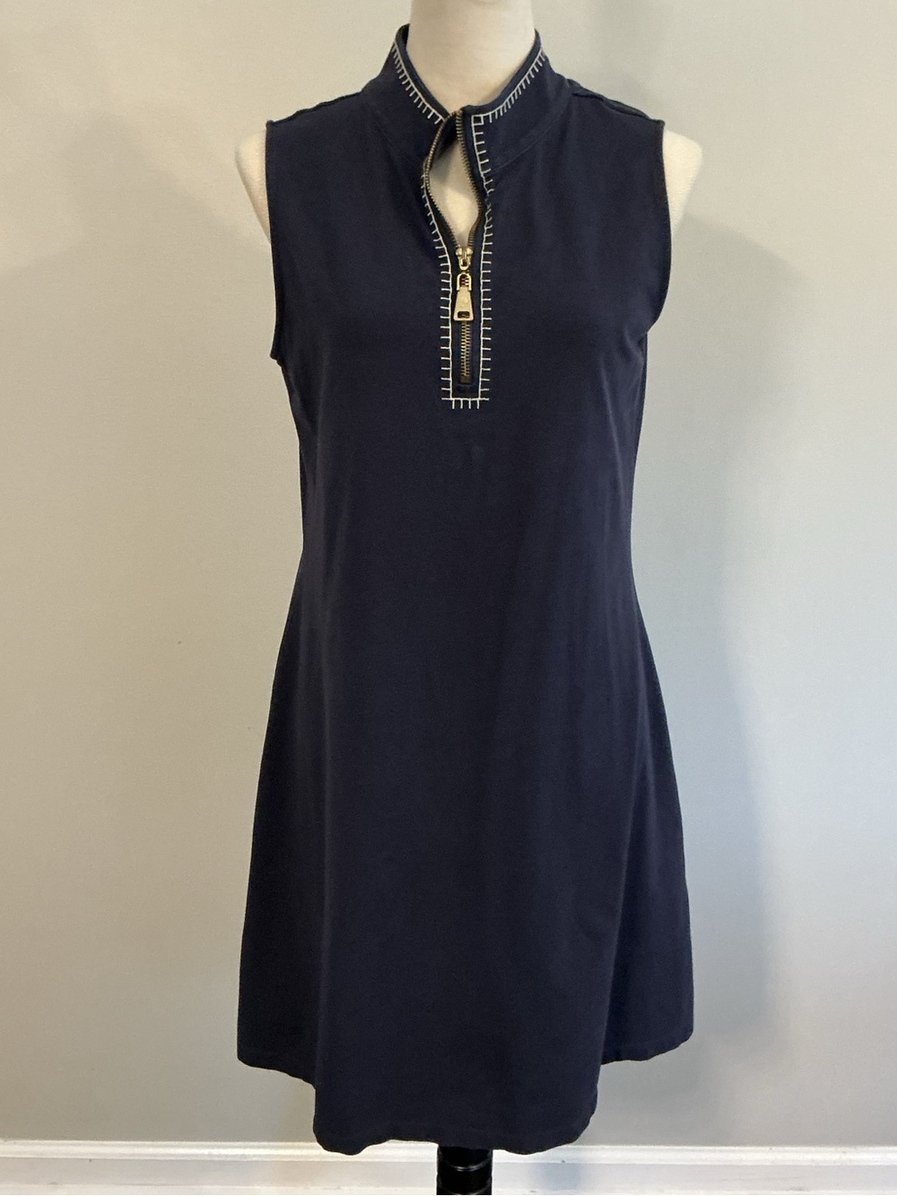 Spartina 449 Serena Navy Sleeveless Half-Zip Dress